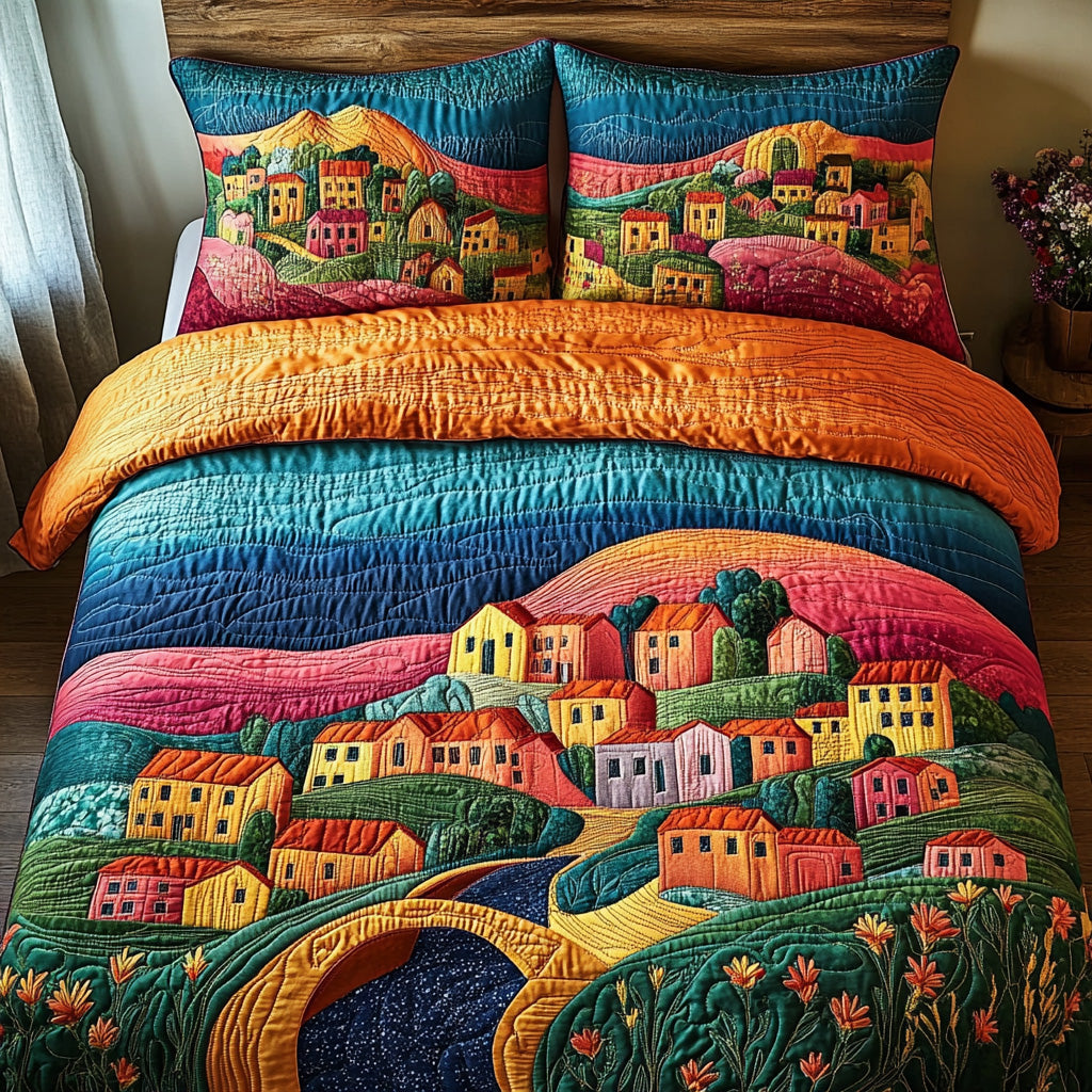 Italia Bloom 3-Piece Quilted Bedding Set - Single (59" x 70")