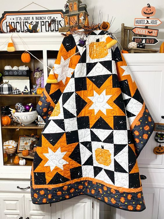 Jack O Lantern Quilted Blanket - Throw (55" x 60")