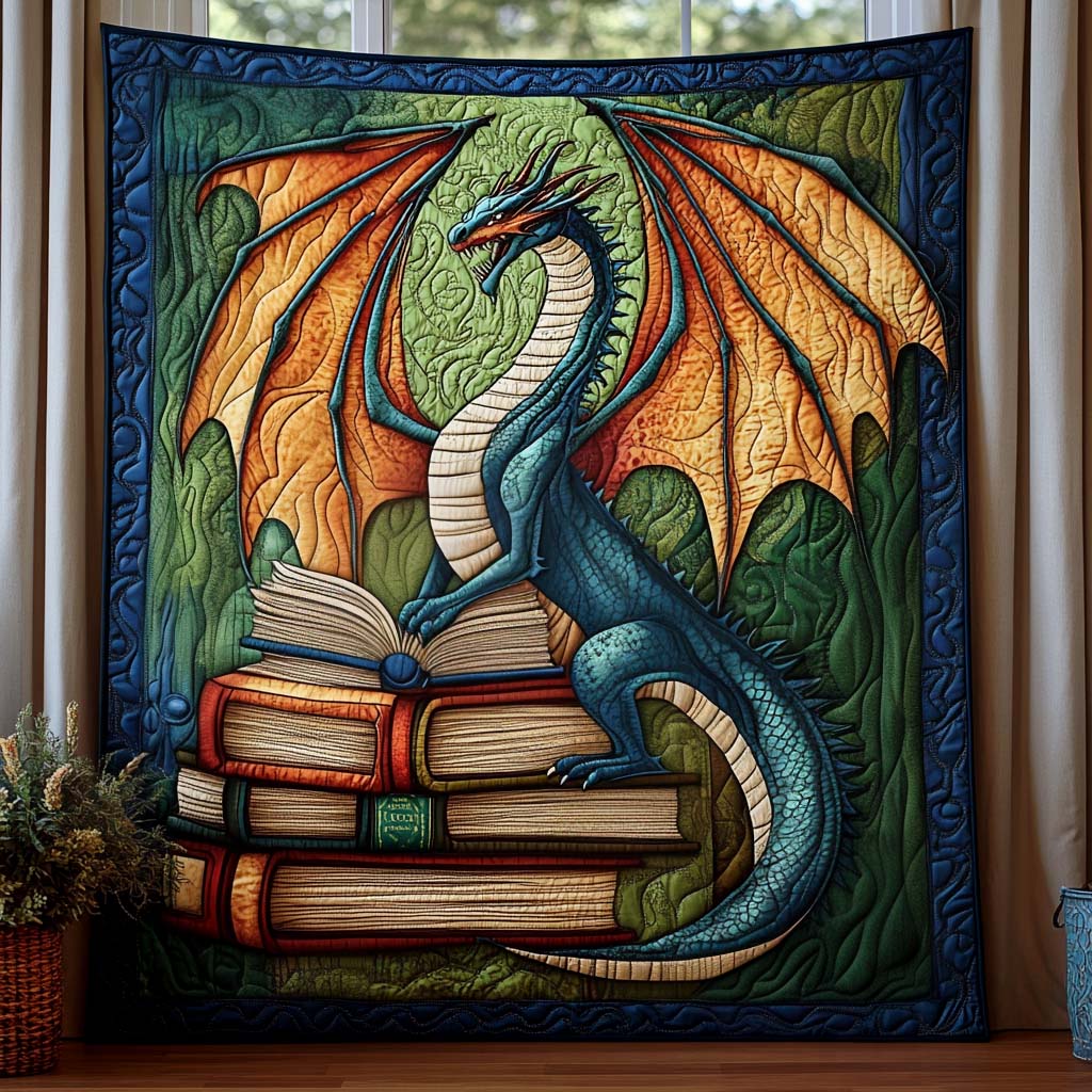 Jade Serpent Quilted Blanket - Throw (55" x 60")