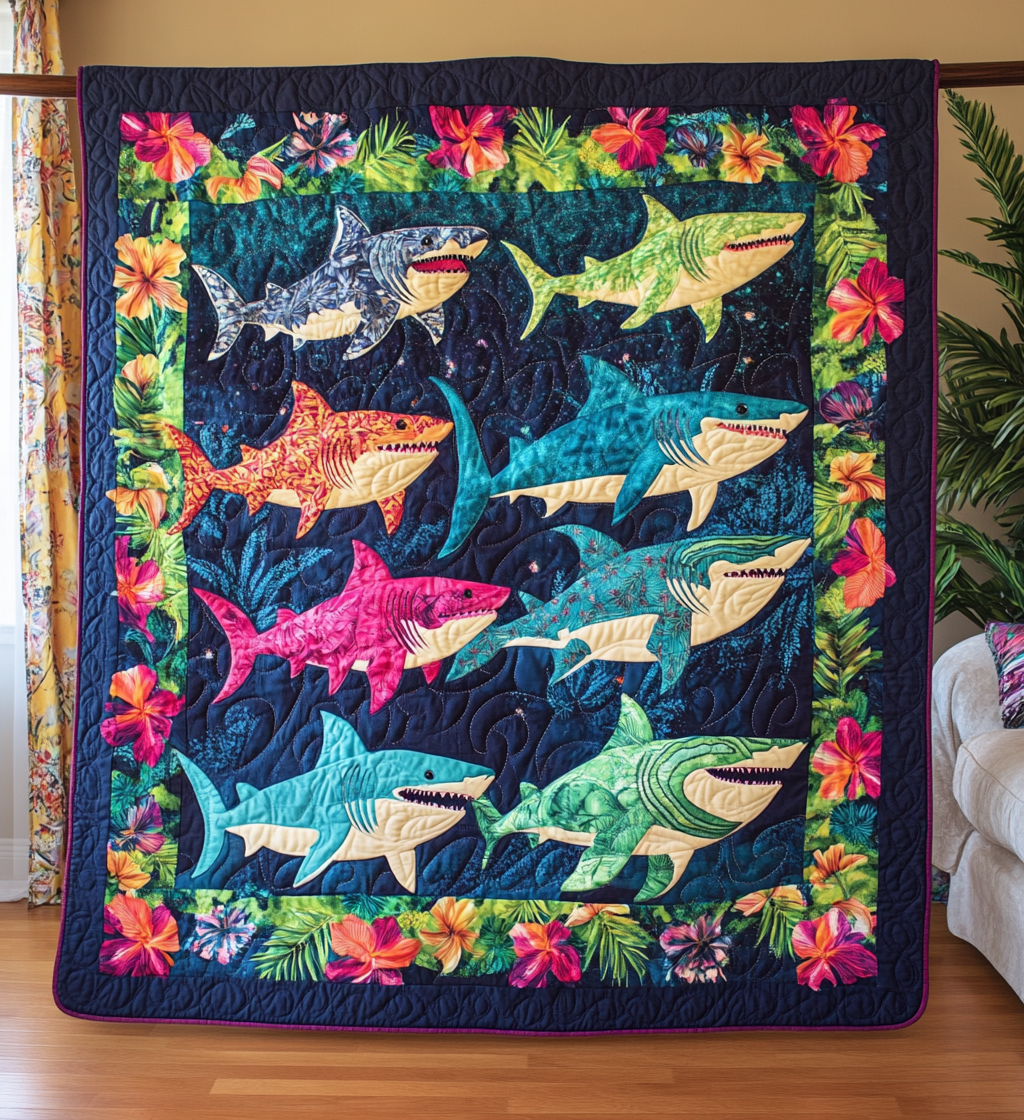Jaw Fiesta Quilted Blanket - Throw (55" x 60")
