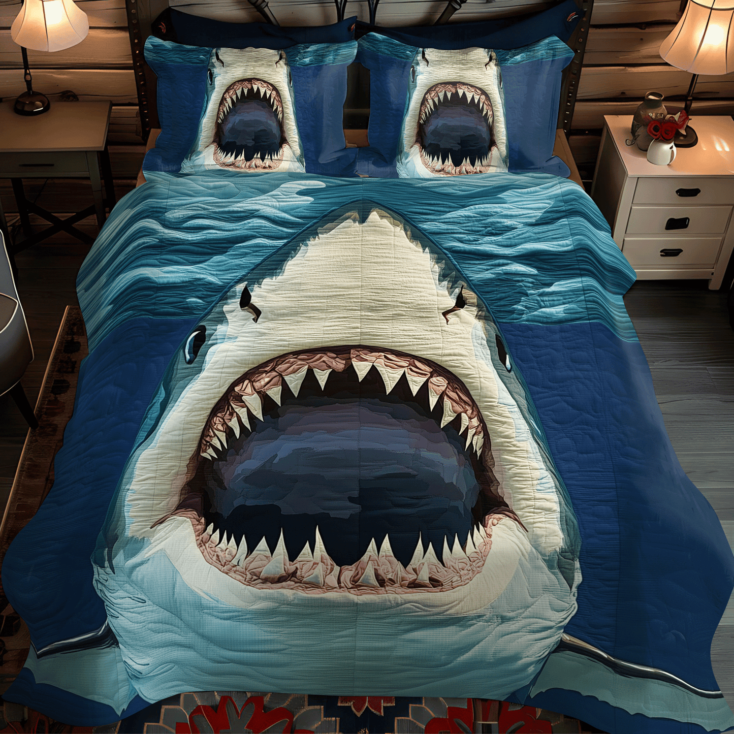 Jaws Quilted Bedding Set - Single (59" x 70")