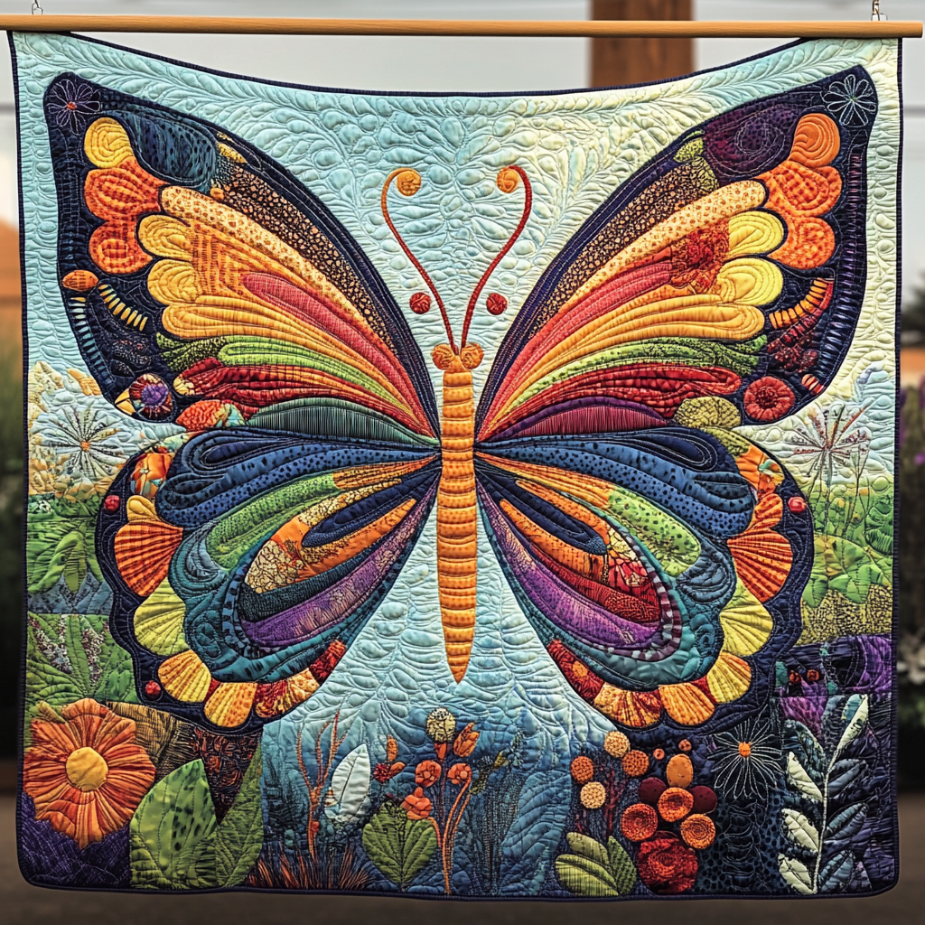 Jewel Toned Butterfly Quilted Blanket - Baby (30" x 40")
