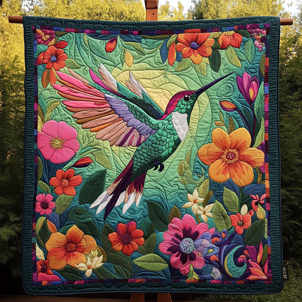 Jewel of the Garden Quilted Blanket - Throw (55" x 60")