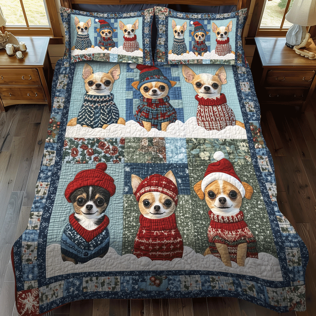 Jingle Bell Chis 3-Piece Quilted Bedding Set - Single (59" x 70")