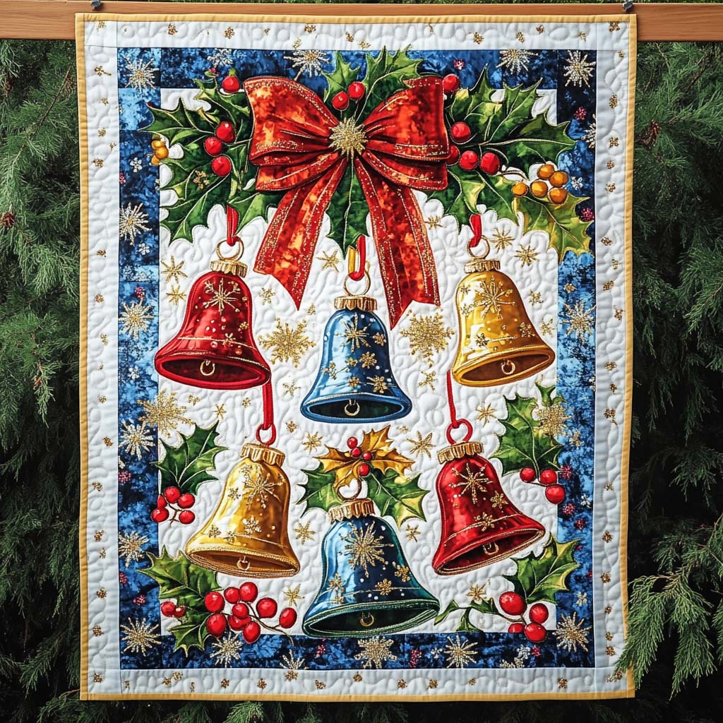 Jingle Bells Cheer Quilted Blanket - Throw (55" x 60")
