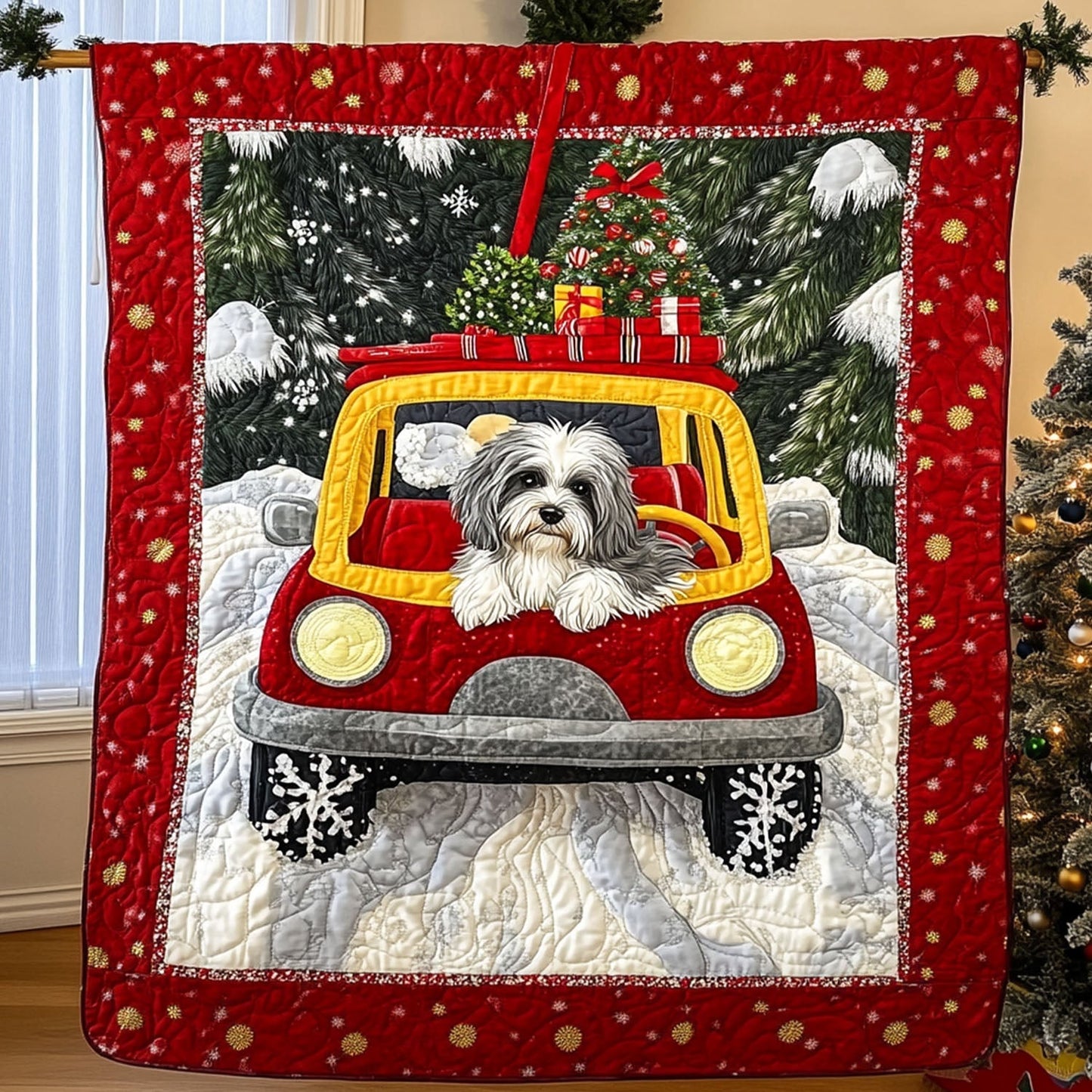 Jingle Woofs Quilted Blanket - Throw (55" x 60")