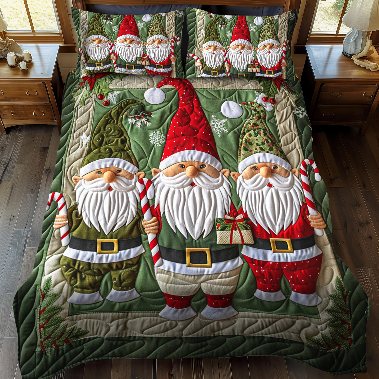 Jolly Gnomes 3-Piece Quilted Bedding Set - Single (59" x 70")