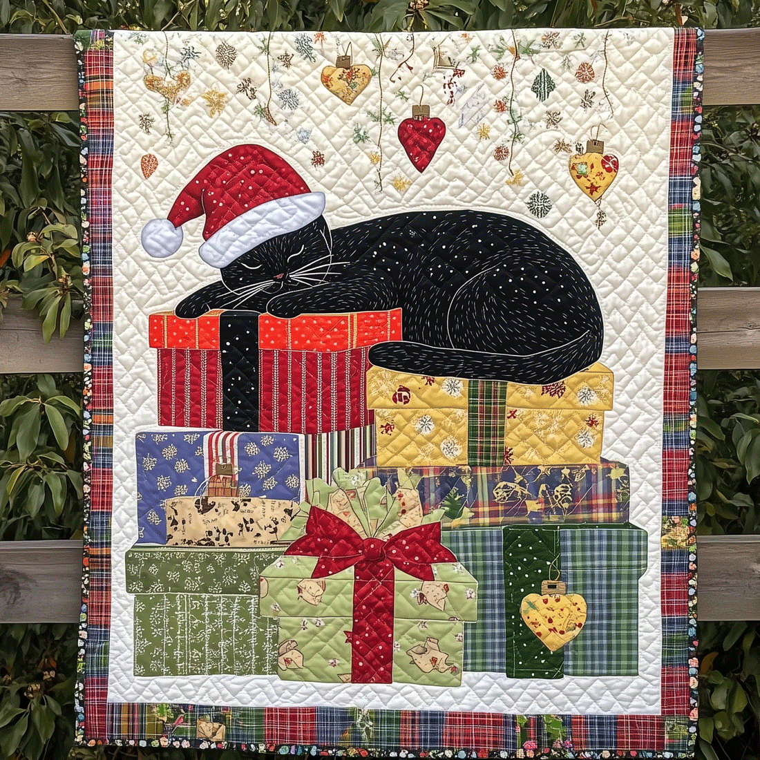 Jolly Catmas Quilted Blanket - Throw (55" x 60")