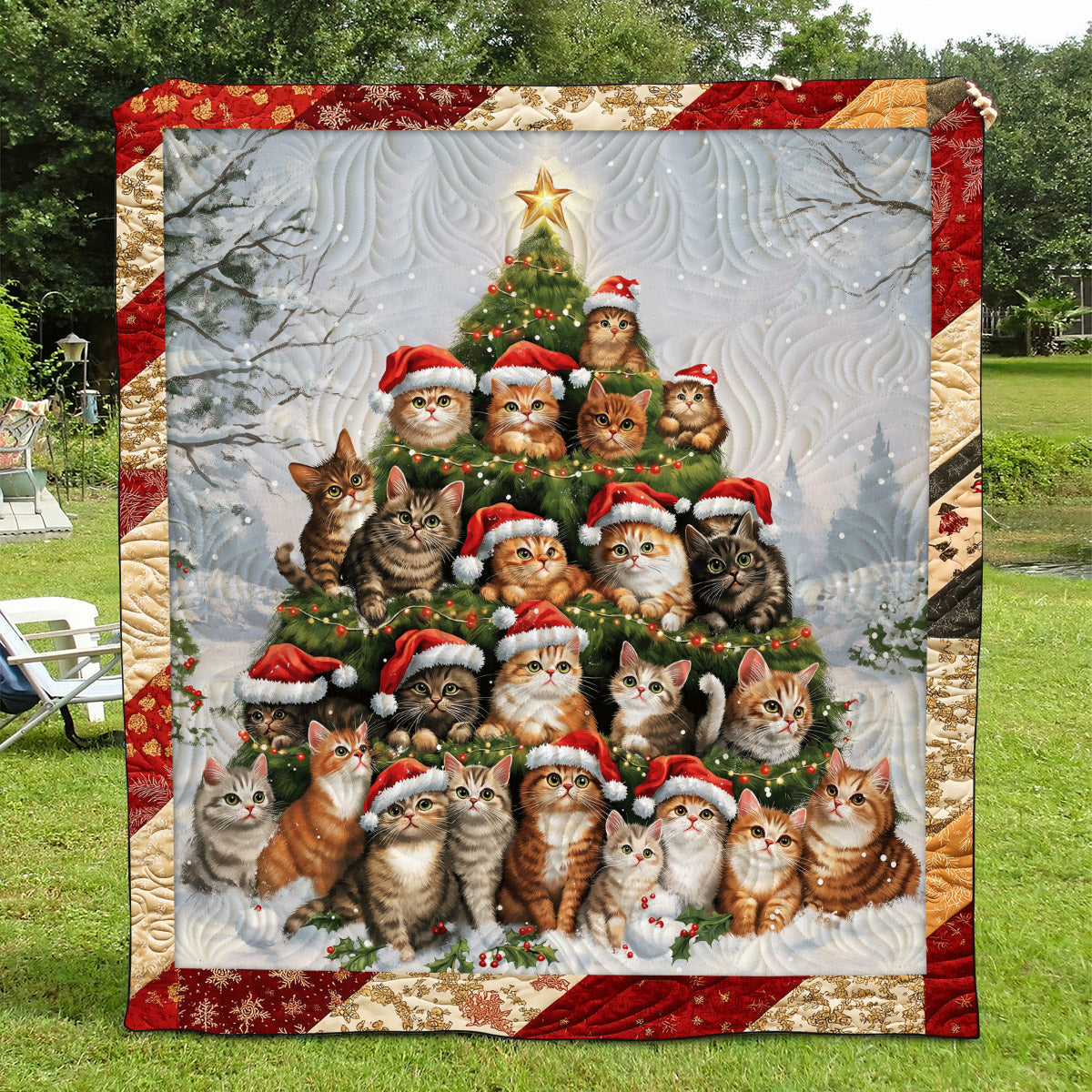 Jolly Catmas Quilted Blanket - Throw (55" x 60")