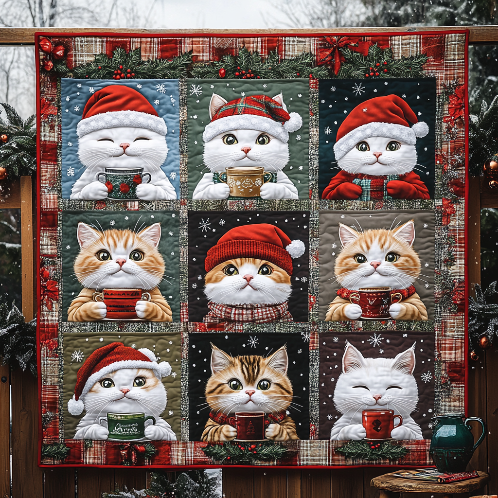 Jolly Cats Quilted Blanket - Throw (55" x 60")