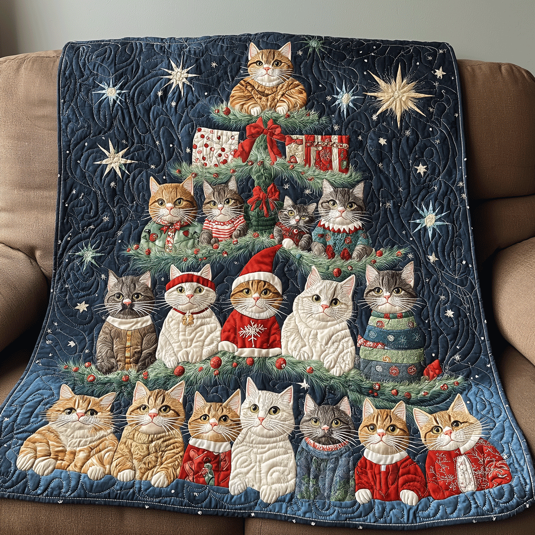 Jolly Cats Quilted Blanket - Throw (55" x 60")