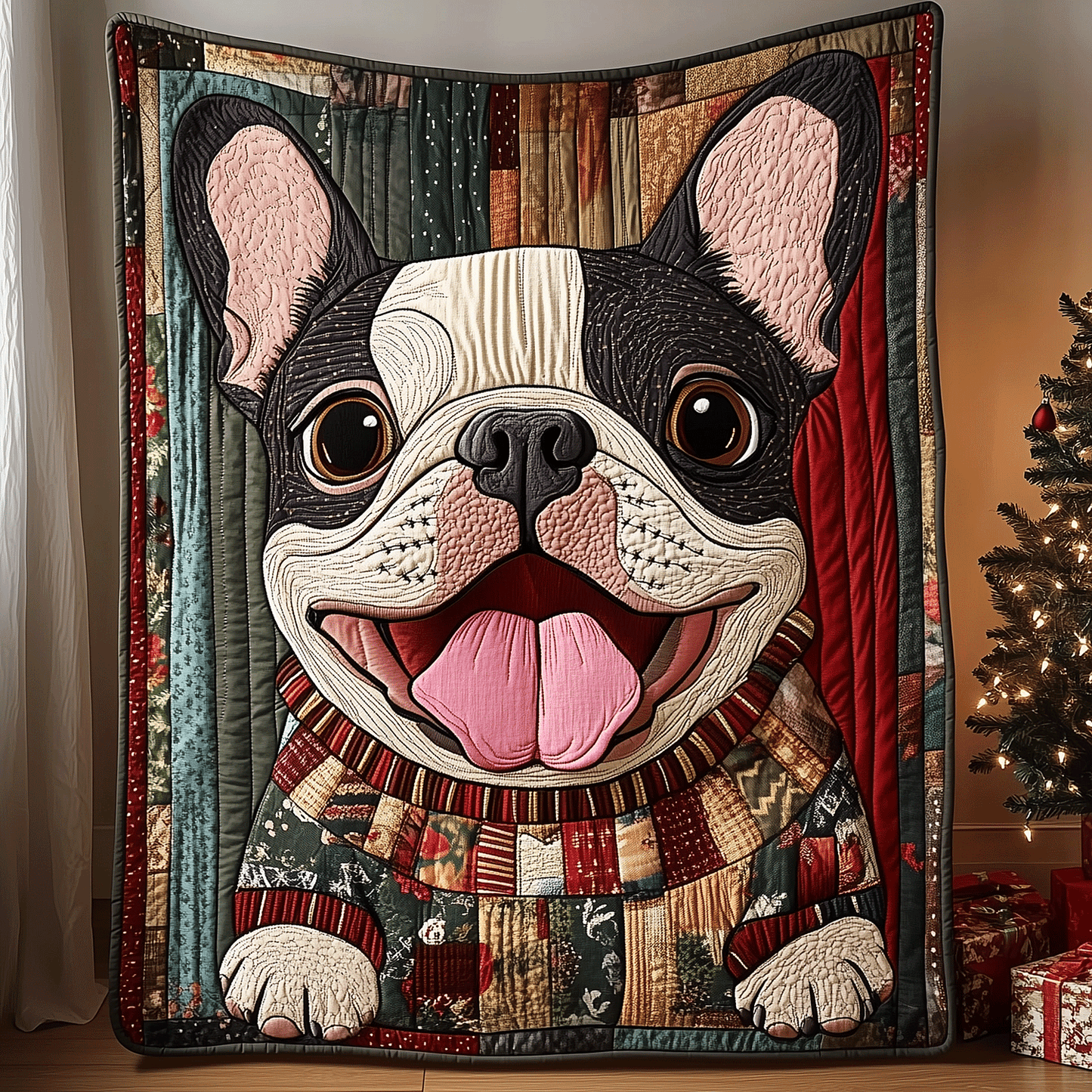Jolly French Bulldog Quilted Blanket - Throw (55" x 60")