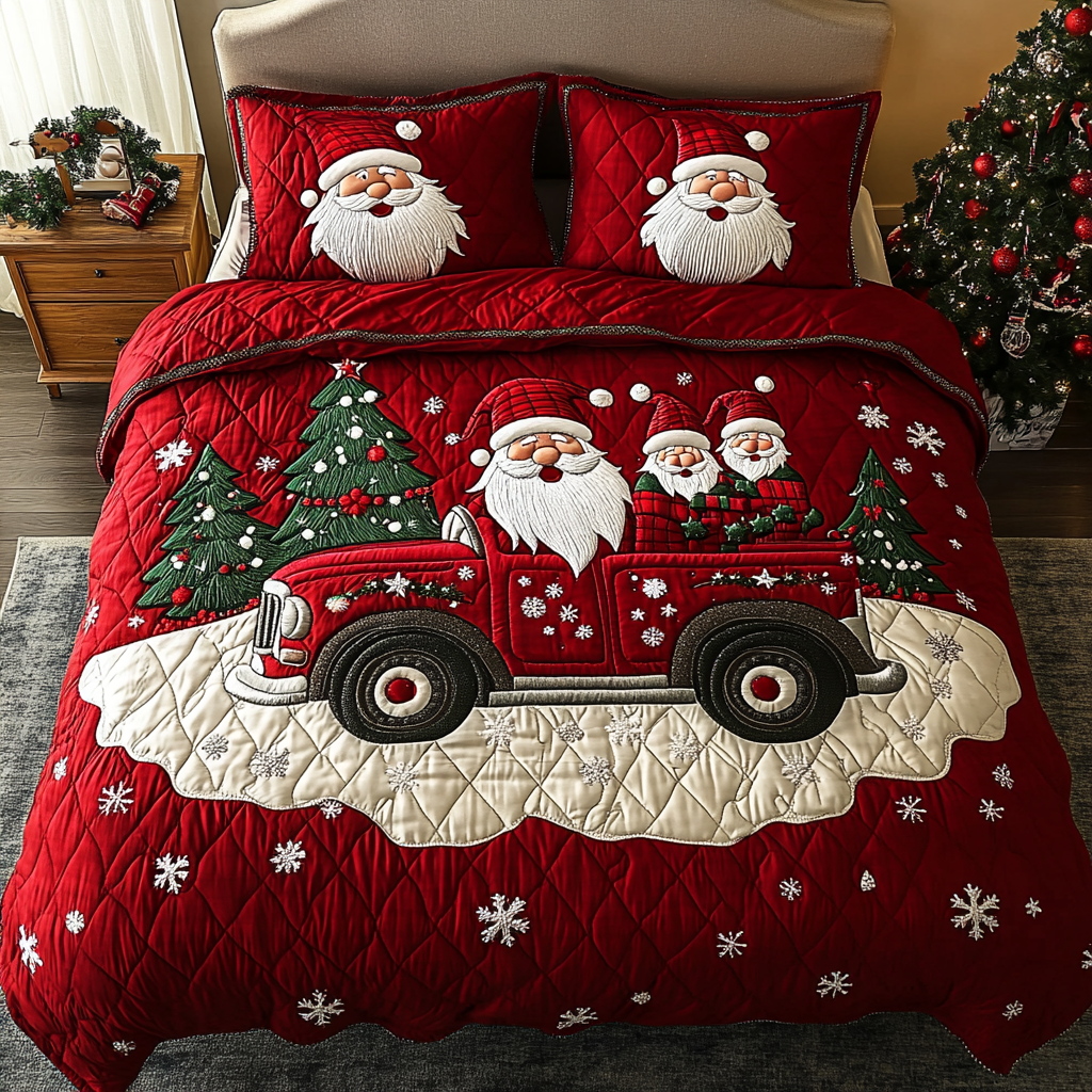 Jolly Gnome Village 3-Piece Quilted Bedding Set - Single (59" x 70")