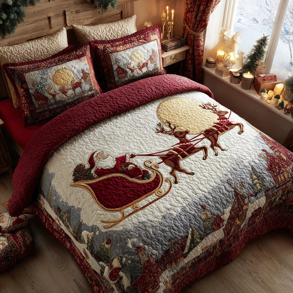 Jolly Santa Quilted Bedding Set - Single (59" x 70")