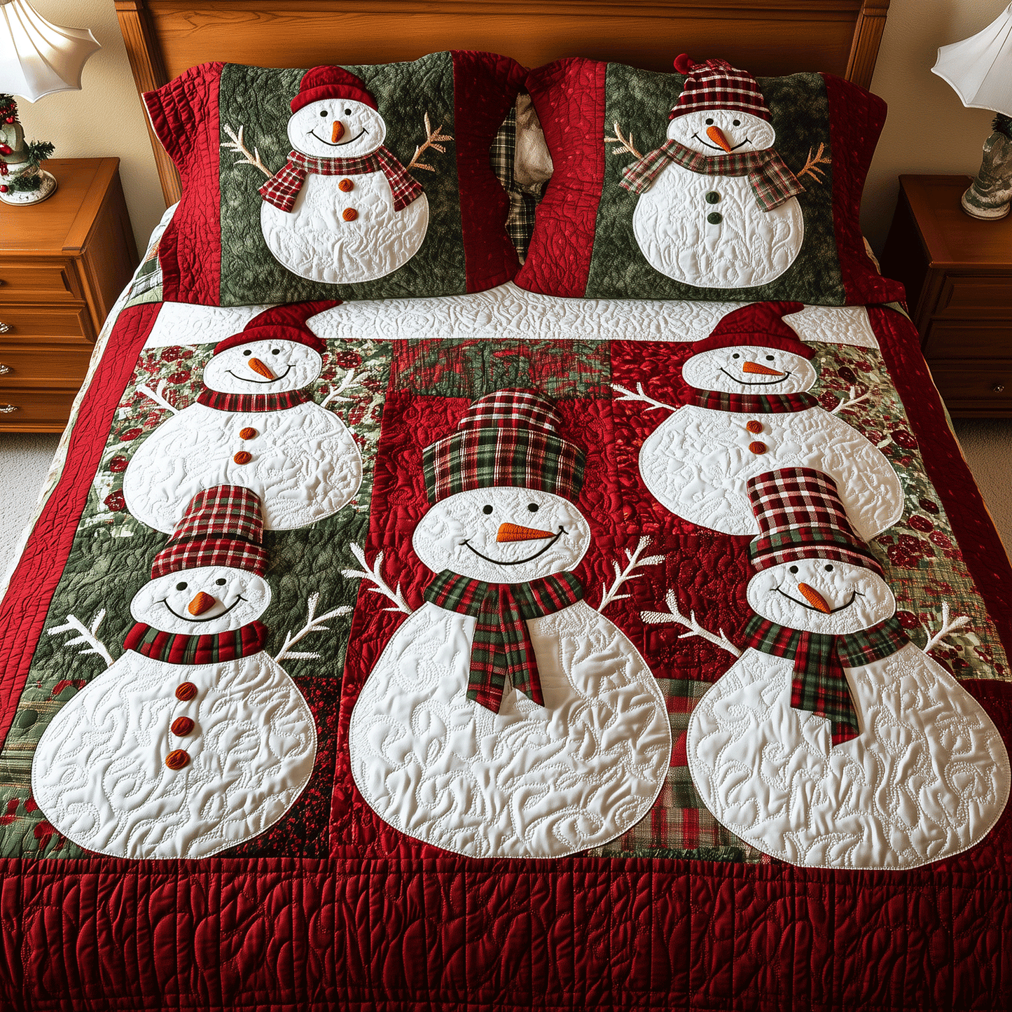 Jolly Snowman 3-Piece Quilted Bedding Set - Single (59" x 70")