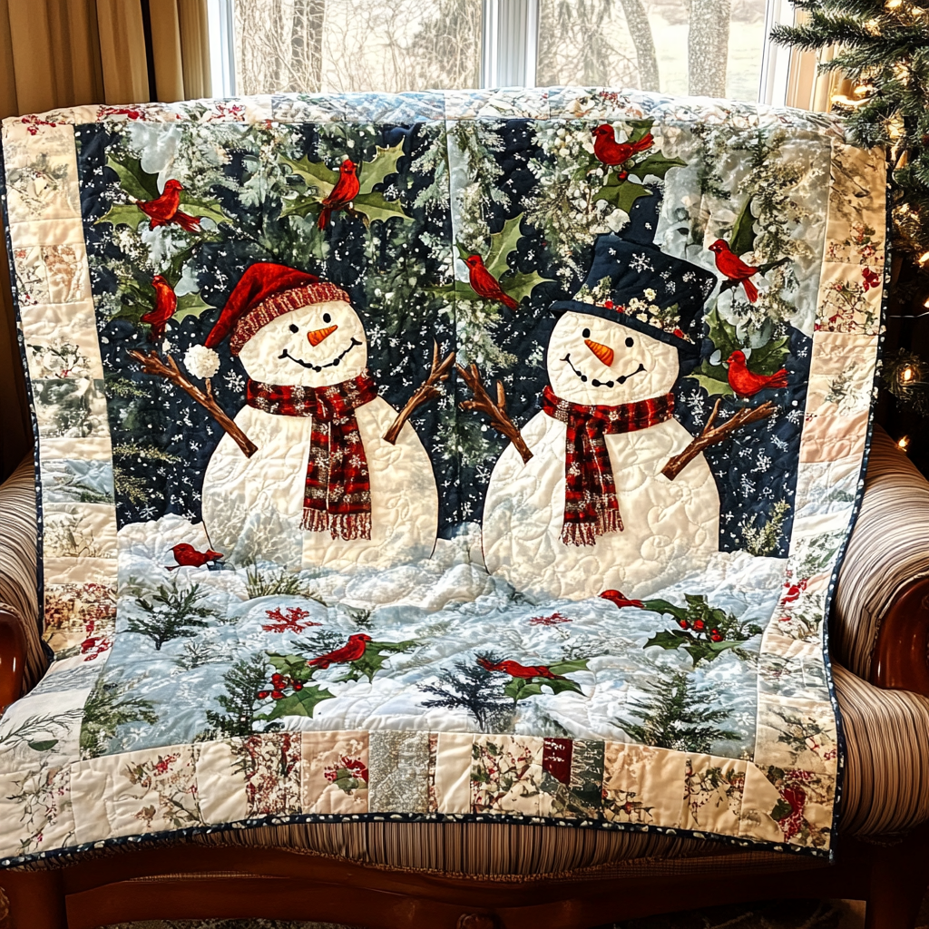 Jolly Snowman Quilted Blanket - Throw (55" x 60")