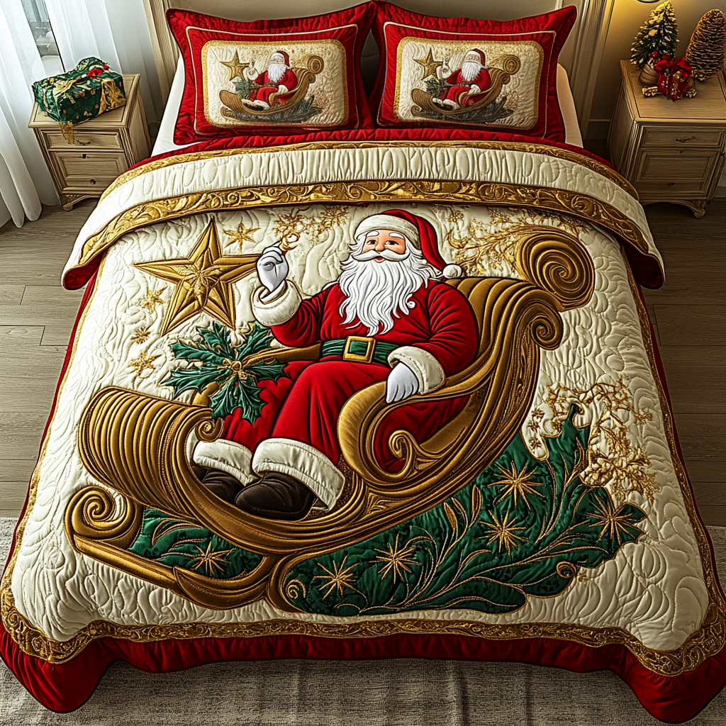 Jolly StNick 3-Piece Quilted Bedding Set - Single (59" x 70")