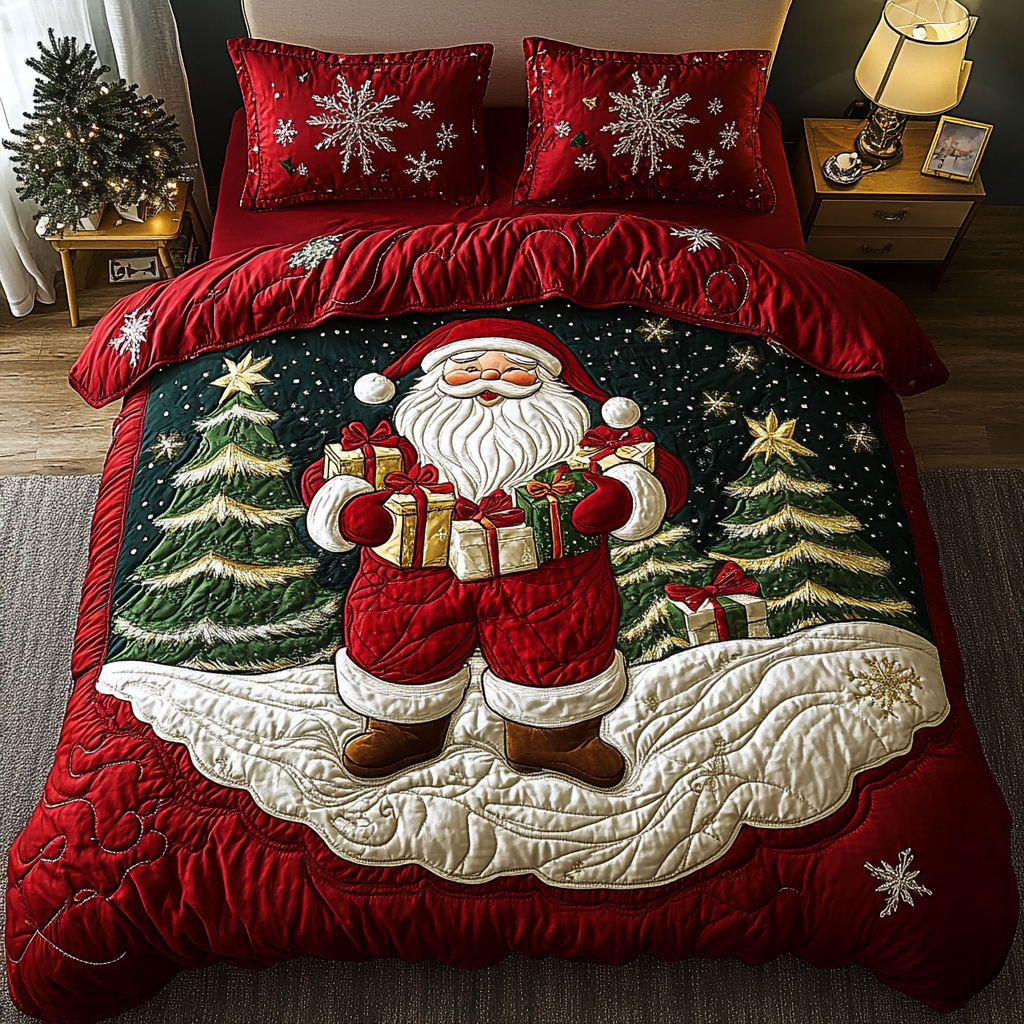 Jolly StNick 3-Piece Quilted Bedding Set - Single (59" x 70")