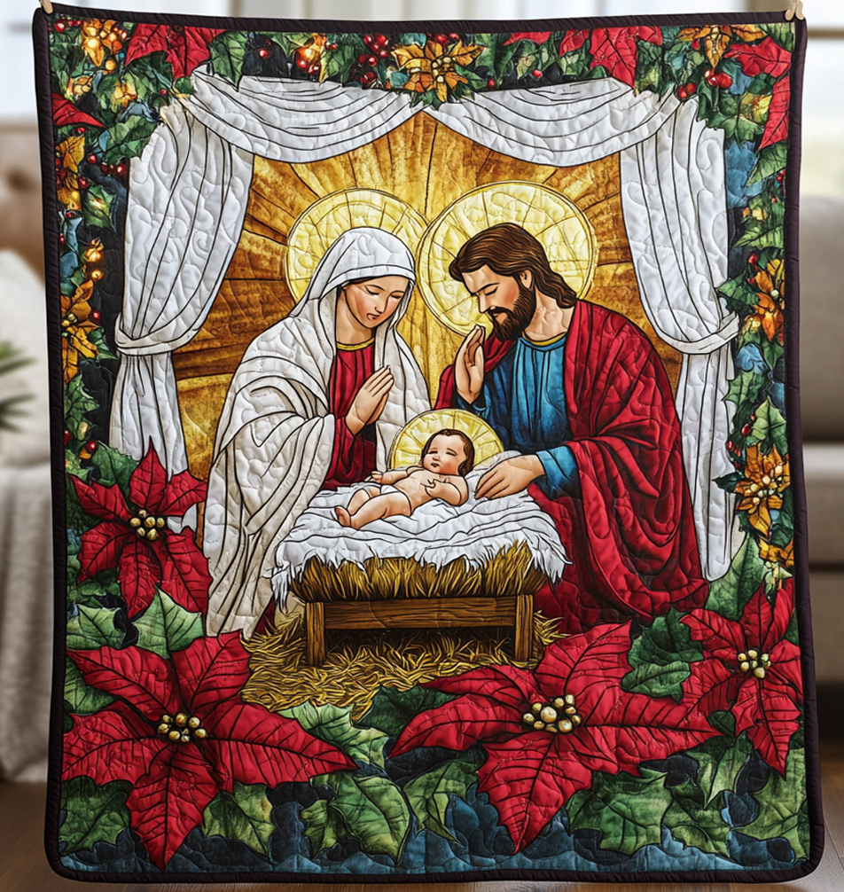 Joy to the World Quilted Blanket - Throw (55" x 60")