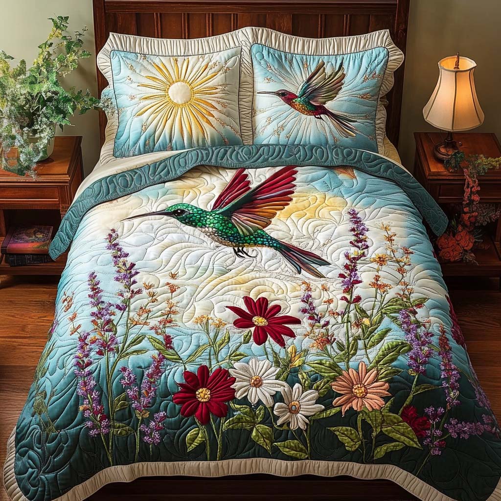 Joyful Garden 3-Piece Quilted Bedding Set - Single (59" x 70")