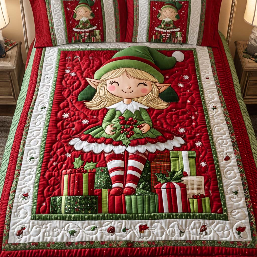 Joyful Helper 3-Piece Quilted Bedding Set - Single (59" x 70")