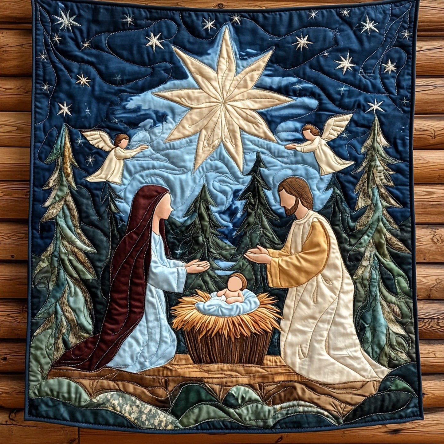 Joyful Nativity Quilted Blanket - Throw (55" x 60")
