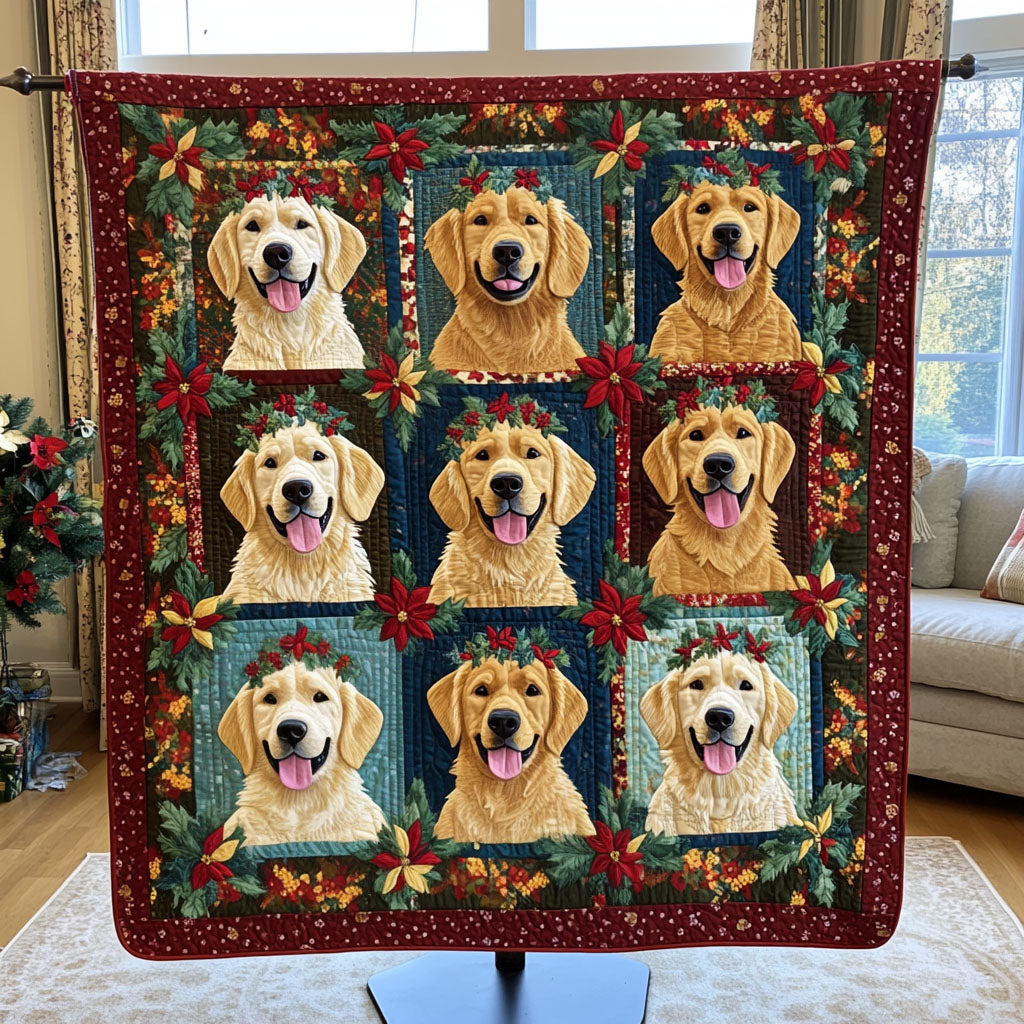 Joyful Pup Garden Quilted Blanket - Throw (55" x 60")