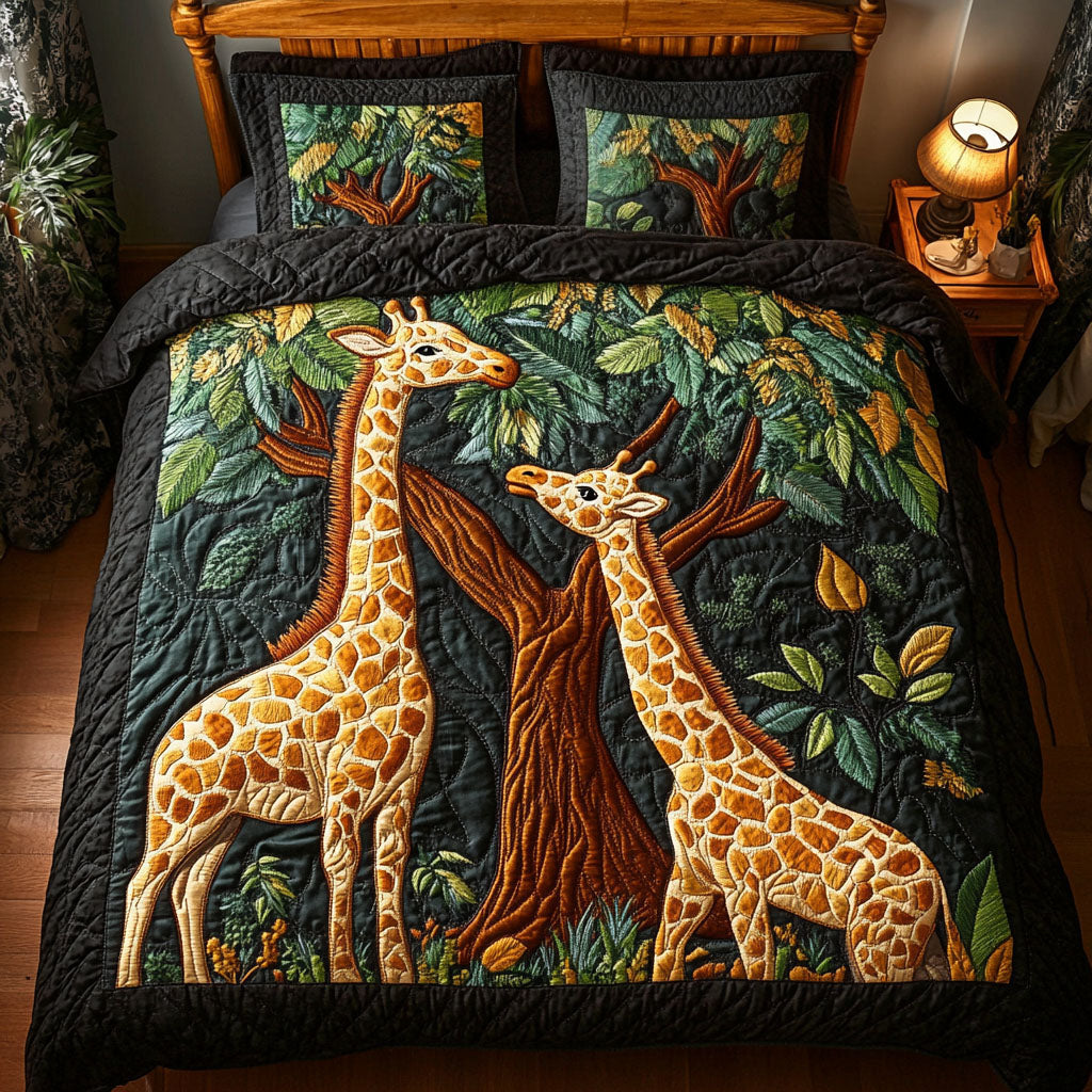 Jungle Duo Giraffes 3-Piece Quilted Bedding Set - Single (59" x 70")
