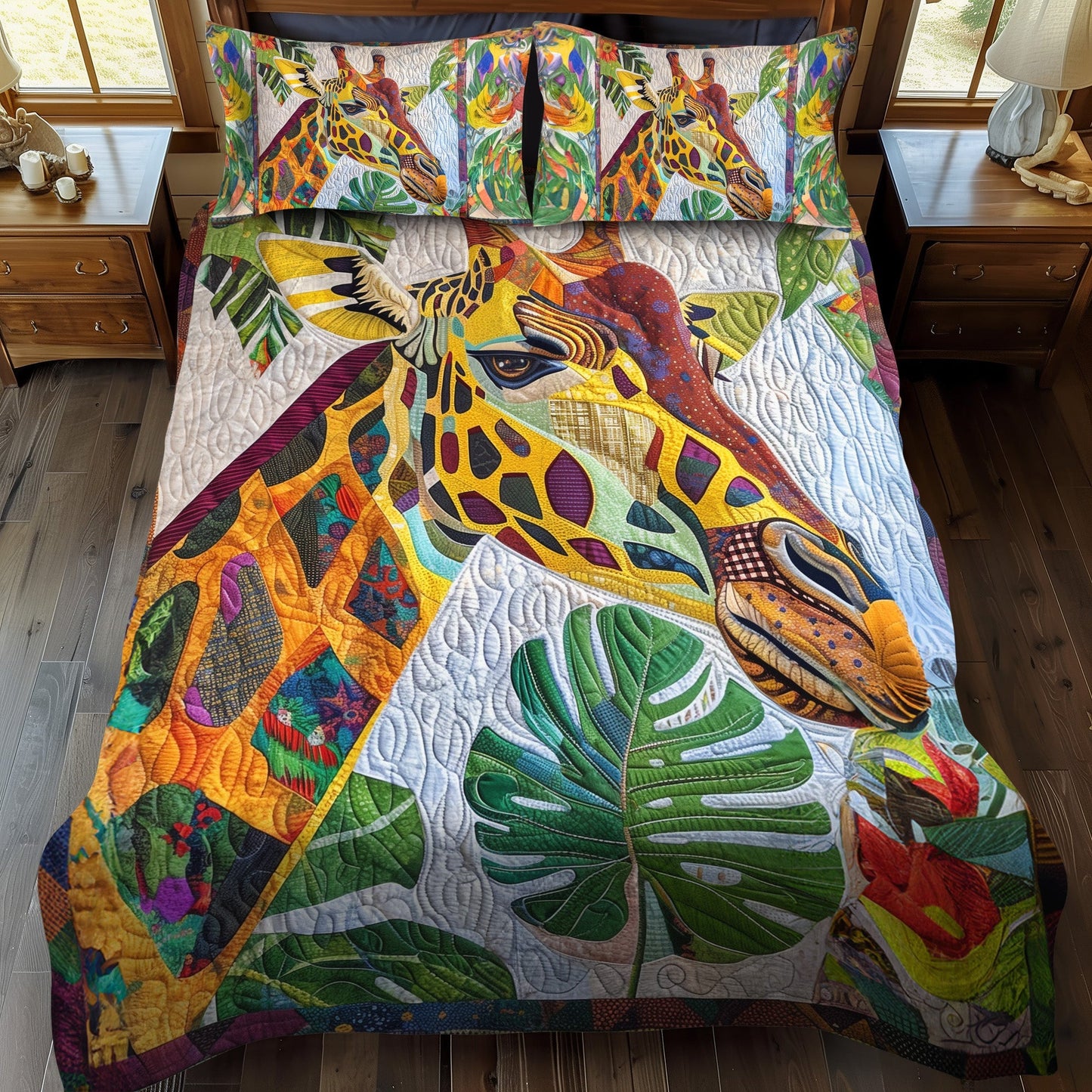 Jungle Giraffe 3-Piece Quilted Bedding Set - Single (59" x 70")