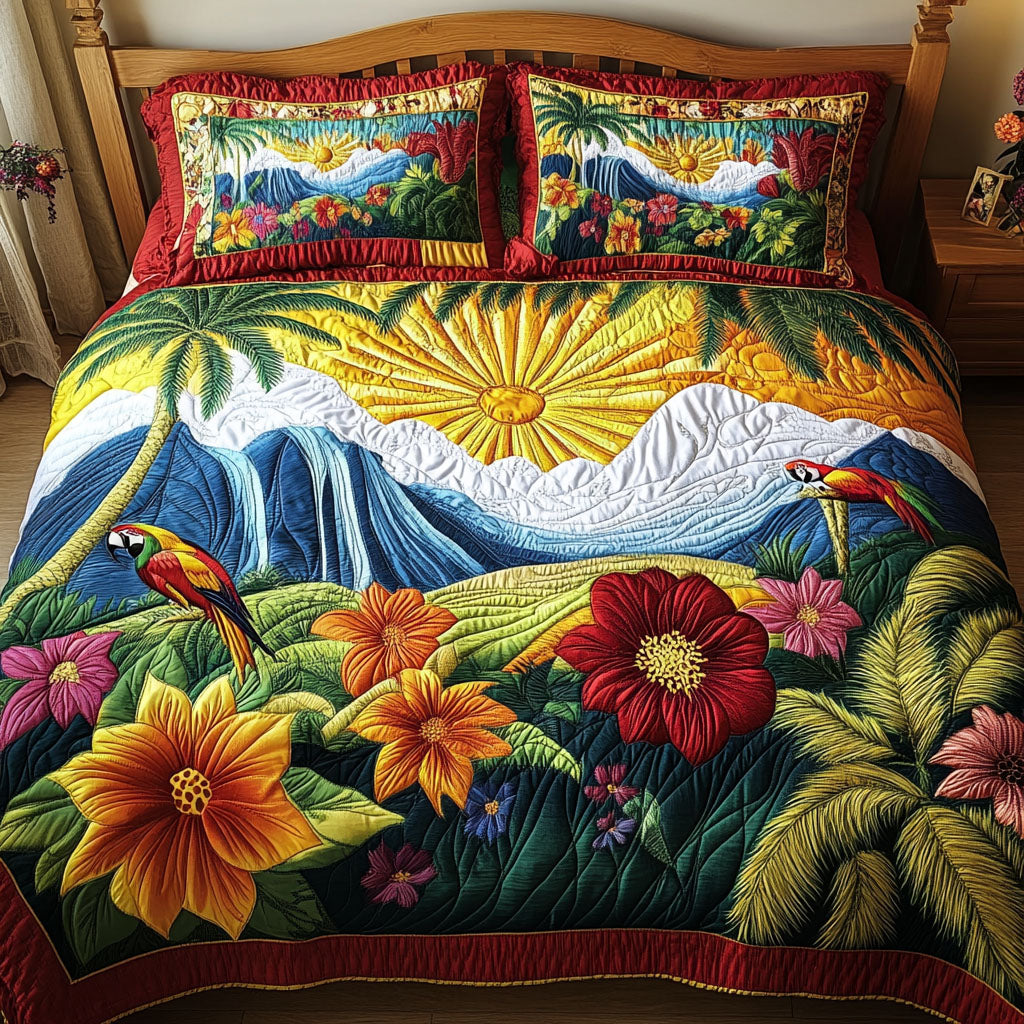 Jungle Sunrise 3-Piece Quilted Bedding Set - Single (59" x 70")