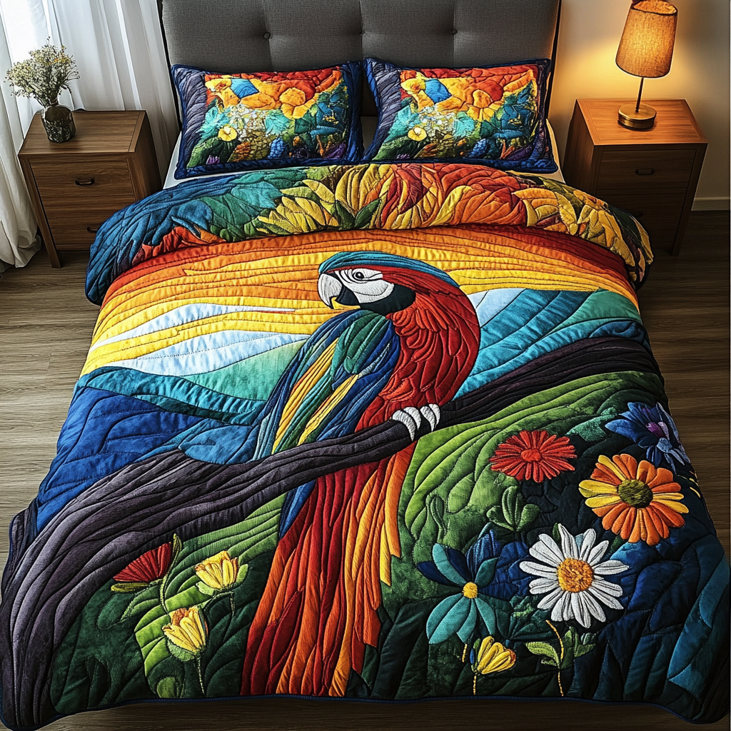 Jungle Whisper 3-Piece Quilted Bedding Set - Single (59" x 70")