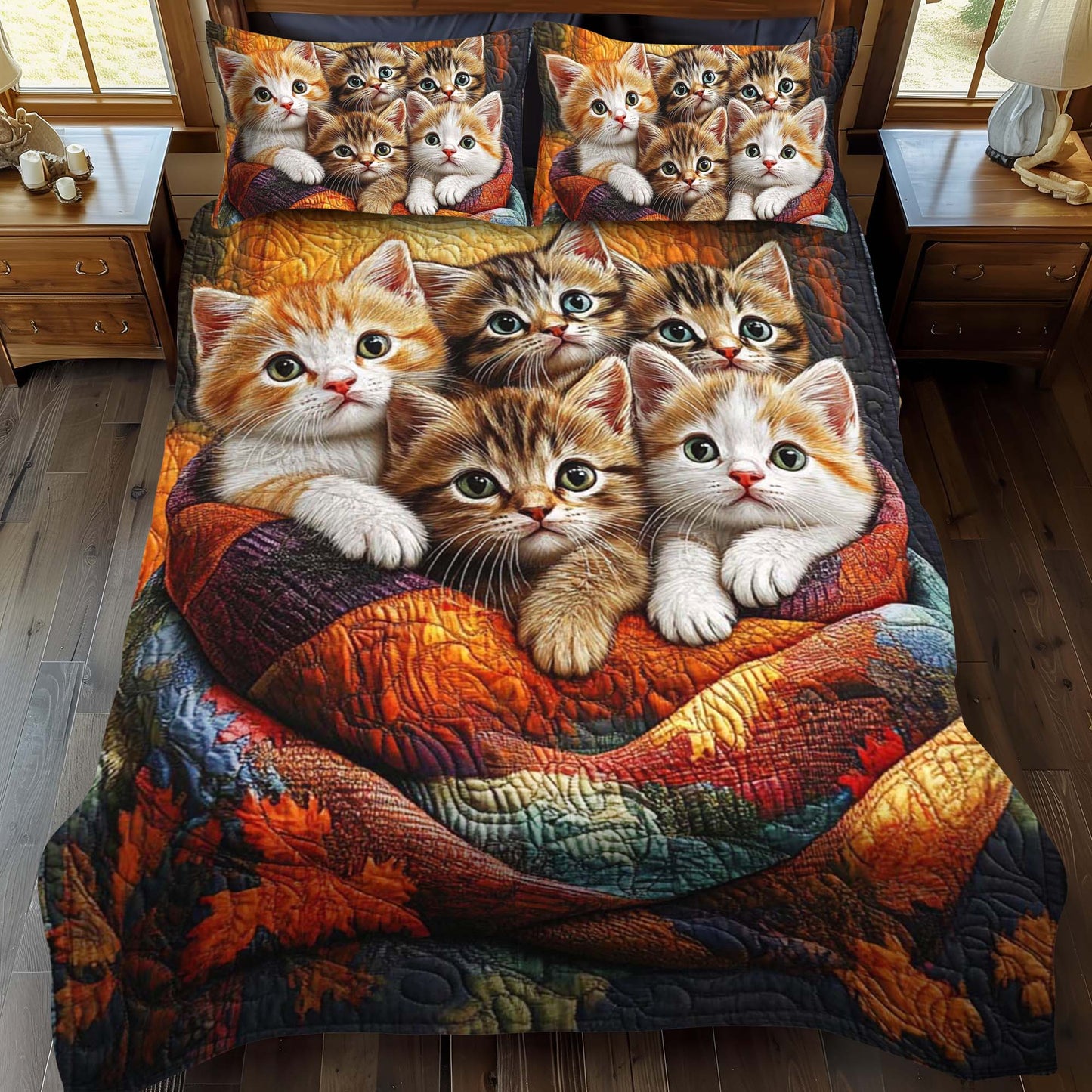 Kitten Bundle 3-Piece Quilted Bedding Set - Single (59" x 70")