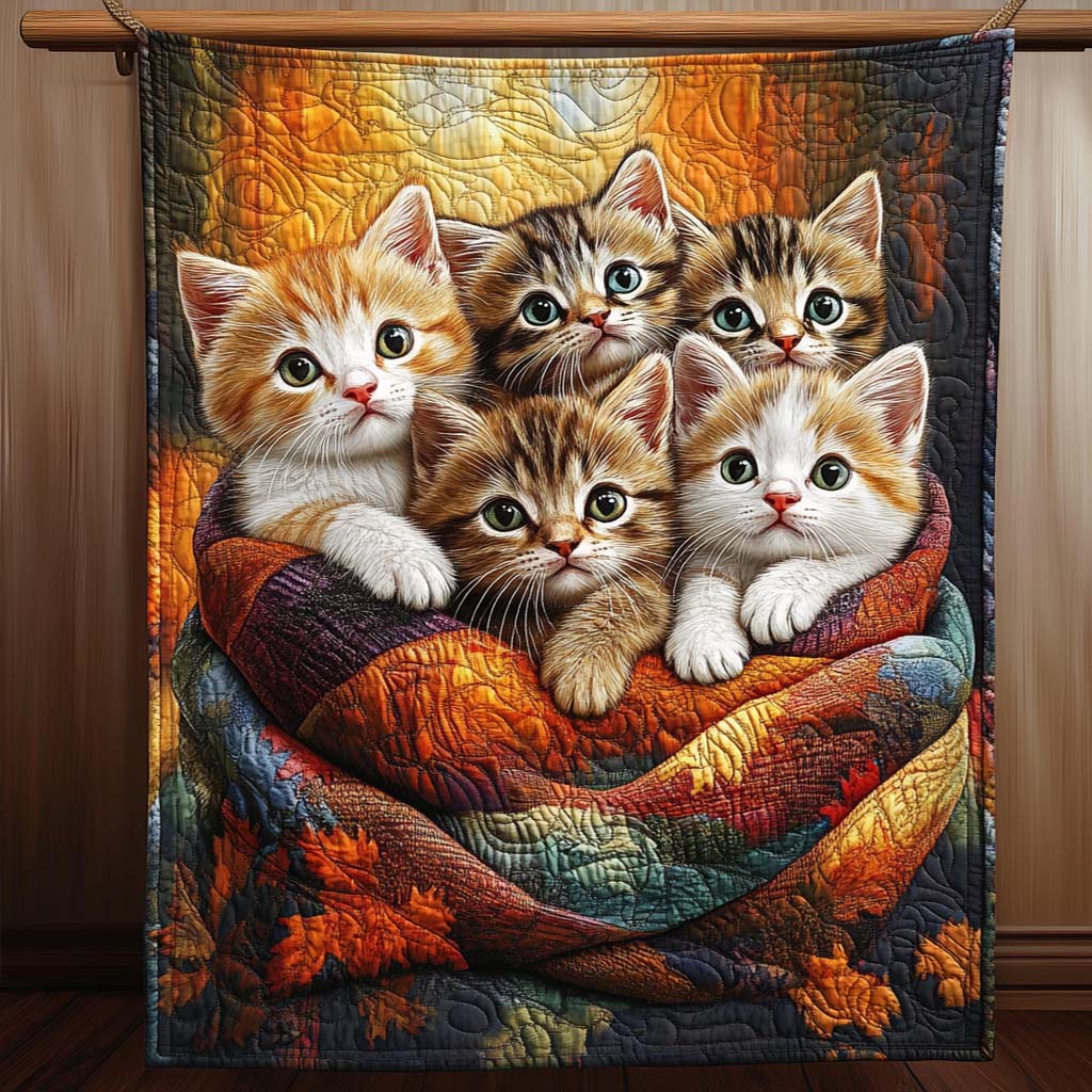 Kitten Bundle Quilted Blanket - Throw (55" x 60")