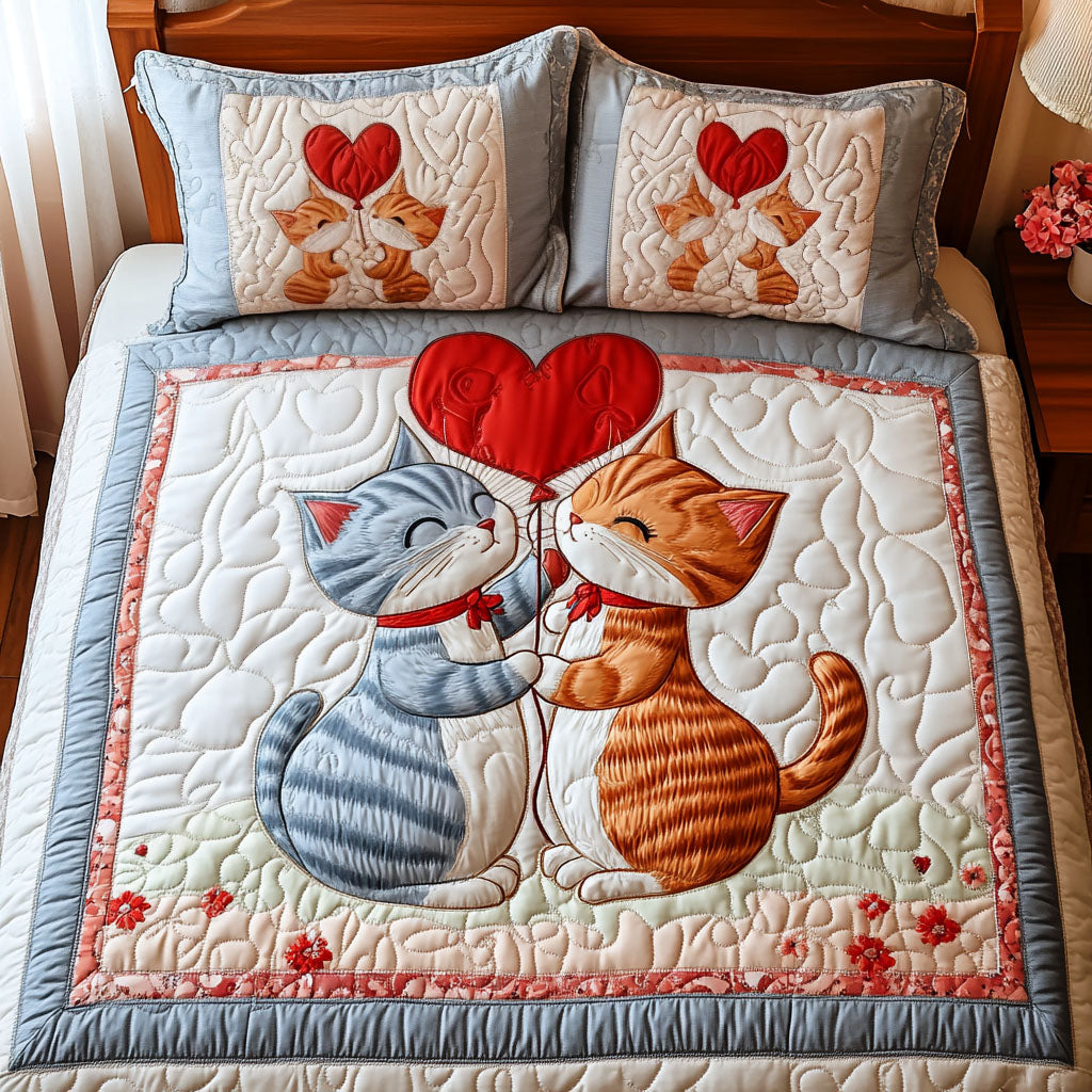 Kitty Couple 3-Piece Quilted Bedding Set - Single (59" x 70")