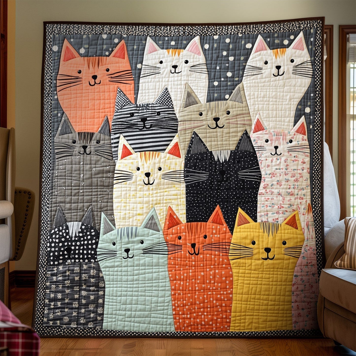 Kitty Carnival Quilted Blanket - Throw (55" x 60")