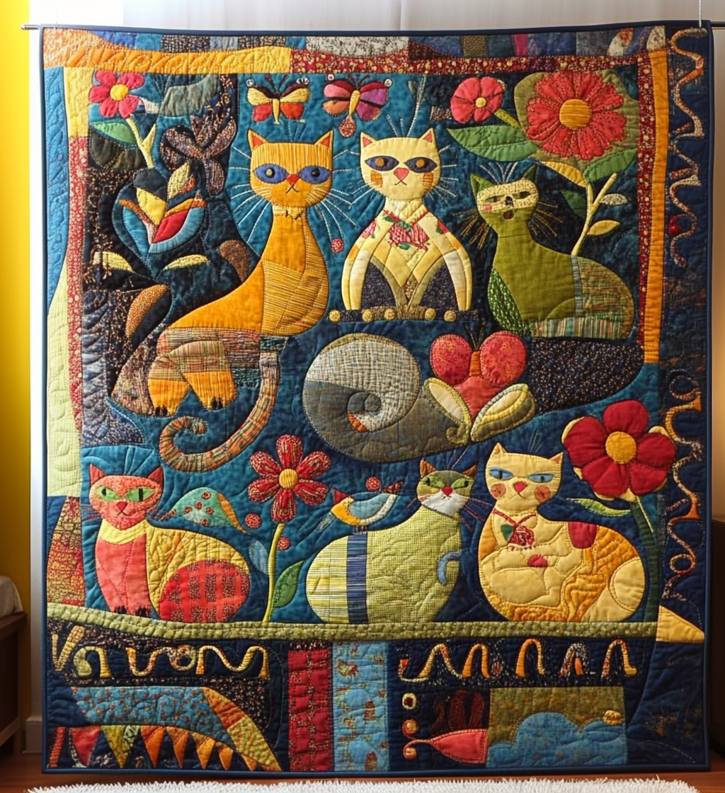 Kitty Kingdom Quilted Blanket - Throw (55" x 60")