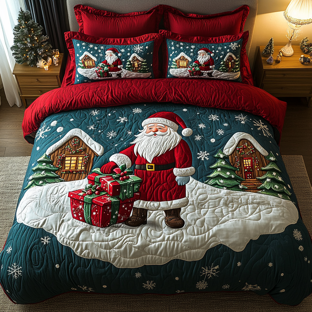 Kris Kringle Charm 3-Piece Quilted Bedding Set - Single (59" x 70")