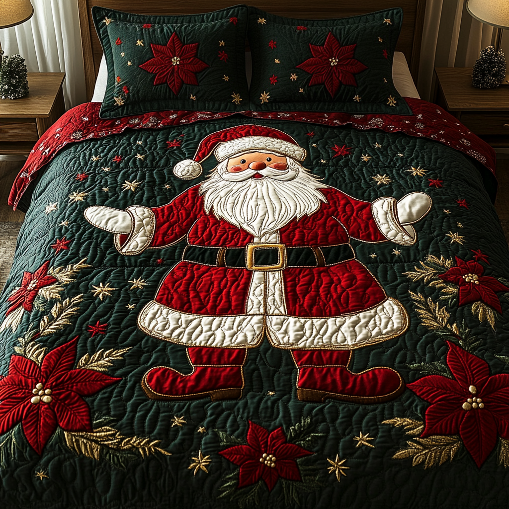 Kris Kringle Charm 3-Piece Quilted Bedding Set - Single (59" x 70")