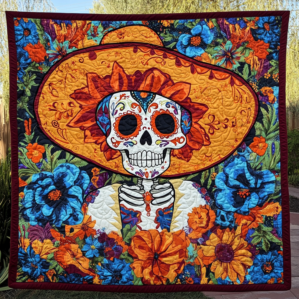La Vida Hat Quilted Blanket - Throw (55" x 60")