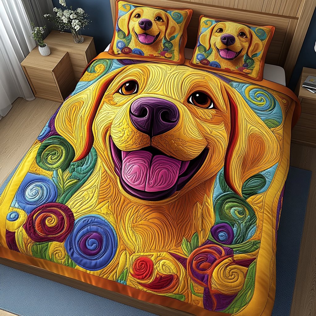 Lab Love 3-Piece Quilted Bedding Set - Single (59" x 70")