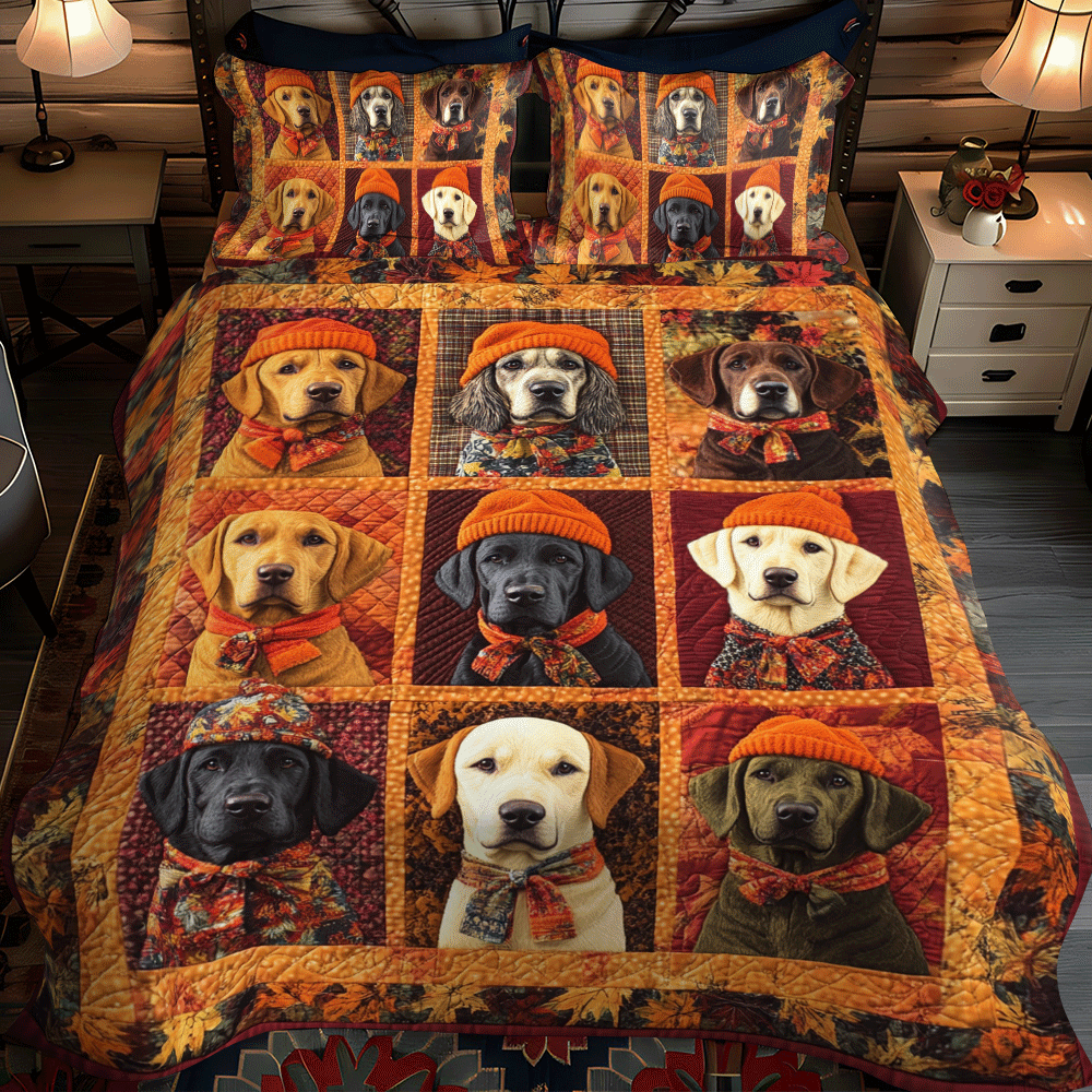 Labrador-Themed 3-Piece Quilted Bedding Set - Single (59" x 70")