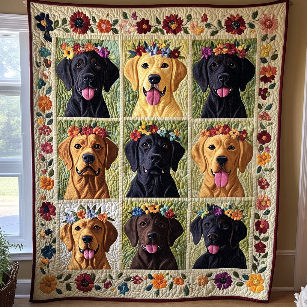 Labrador Gather Quilted Blanket - Throw (55" x 60")