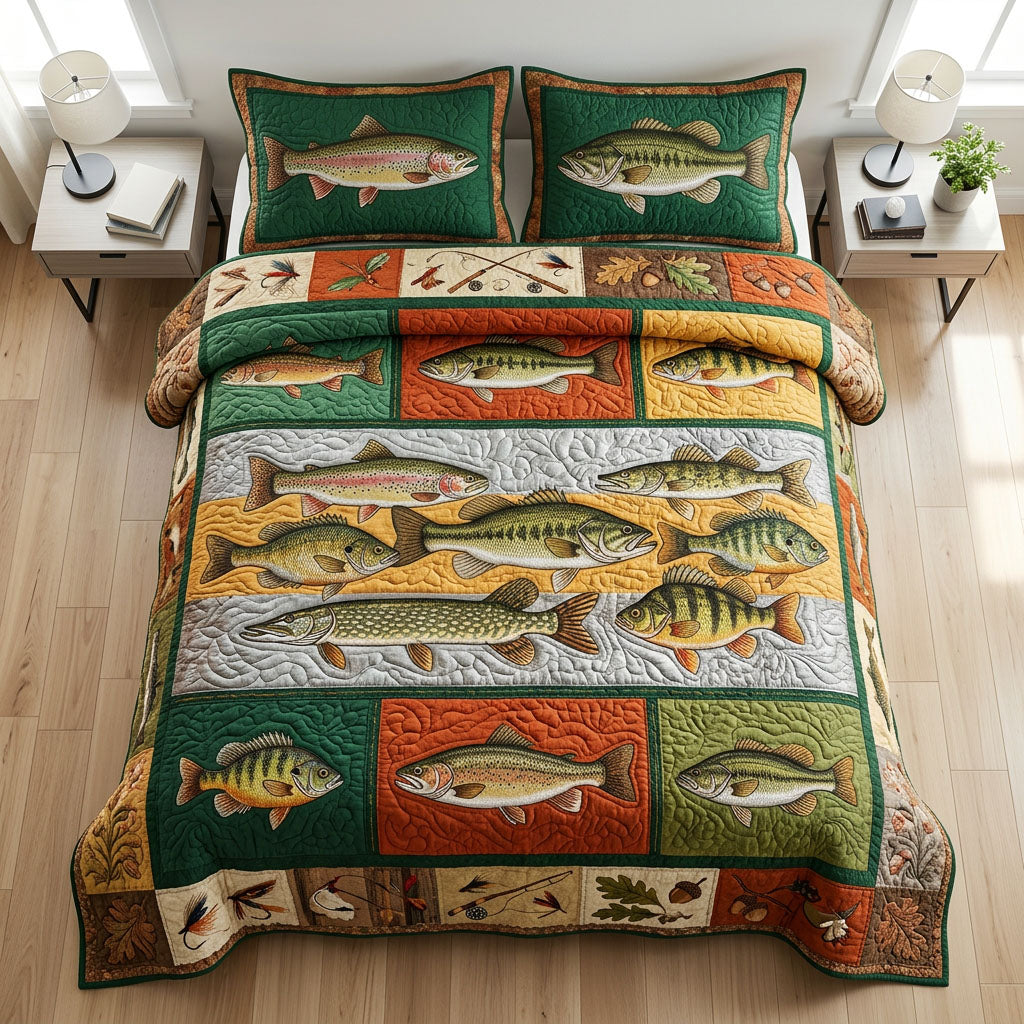 Lake Hunter 3-Piece Quilted Bedding Set - Single (59" x 70")