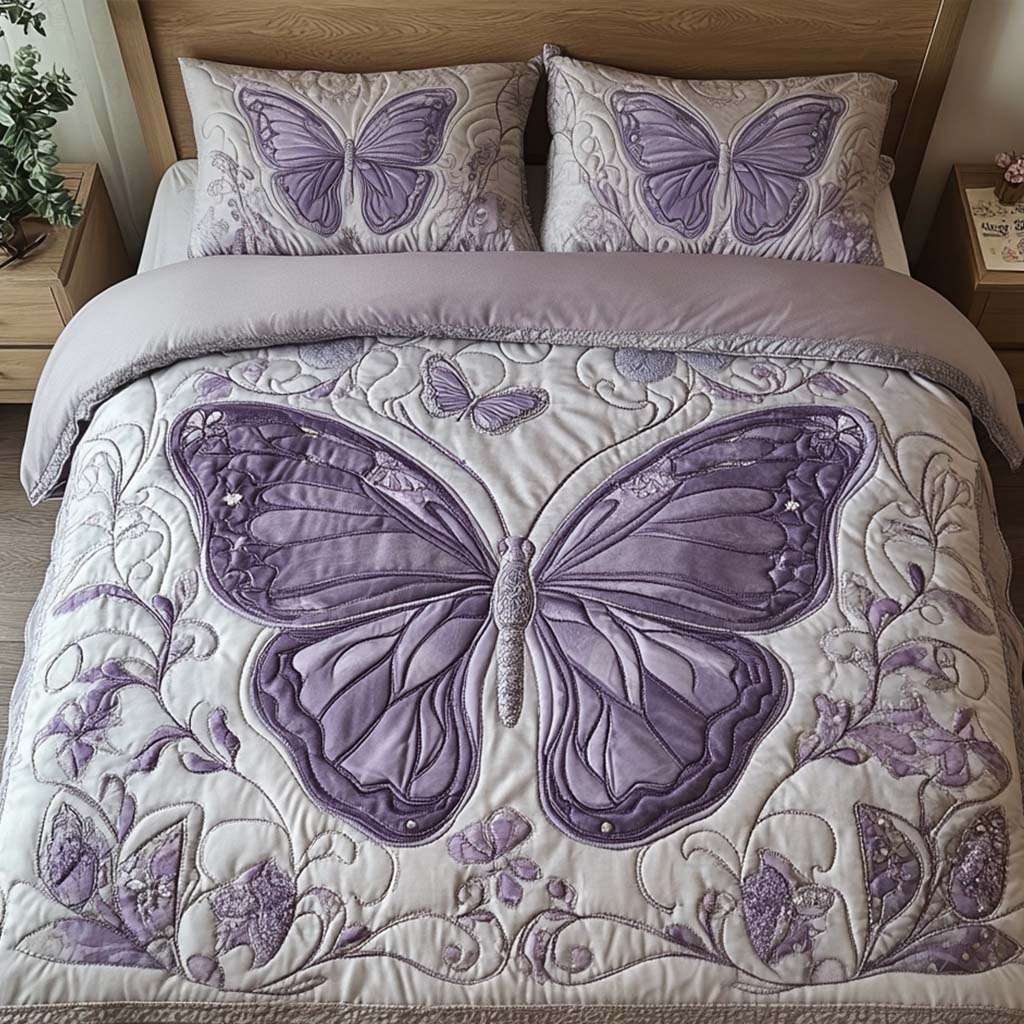Lavender Dreams 3-Piece Quilted Bedding Set - Single (59" x 70")