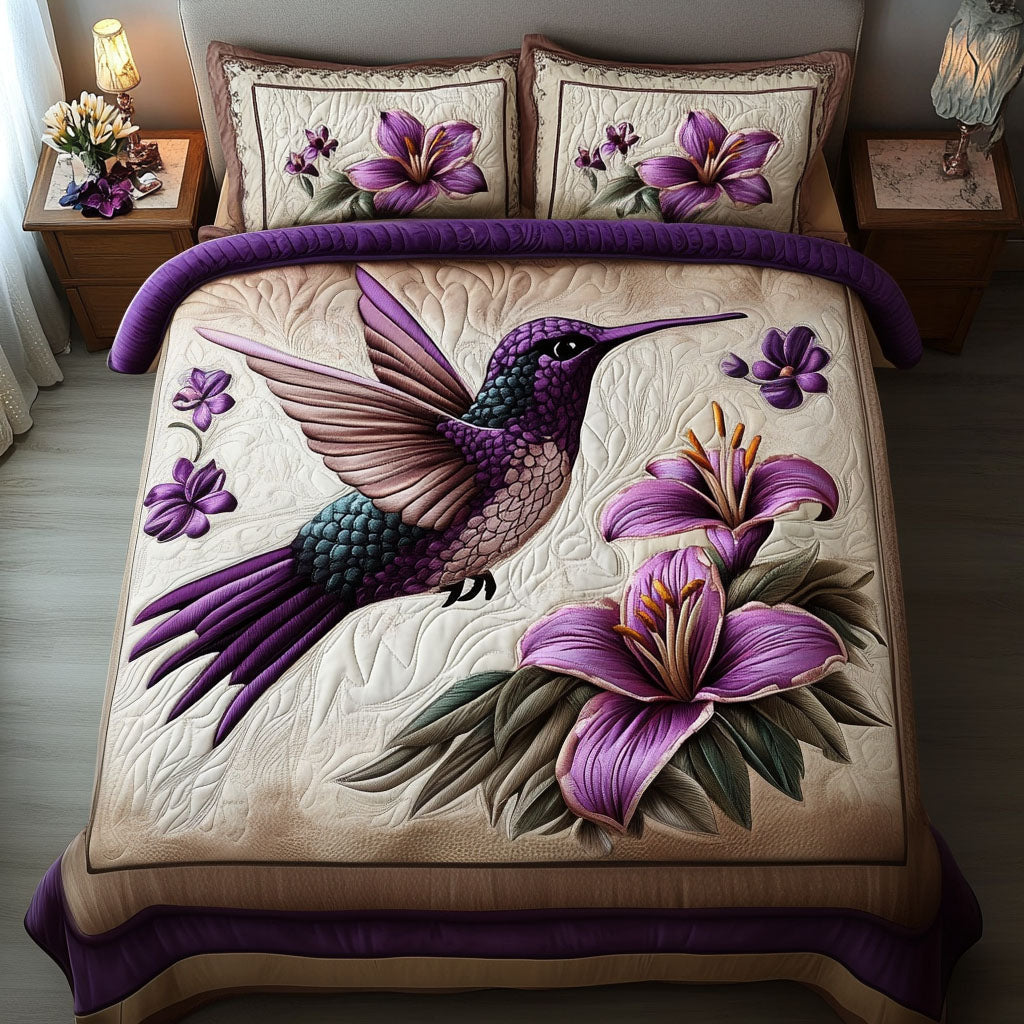Lavender Breeze 3-Piece Quilted Bedding Set - Single (59" x 70")