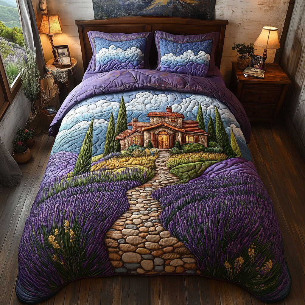 Lavender Dreamscape 3-Piece Quilted Bedding Set - Single (59" x 70")