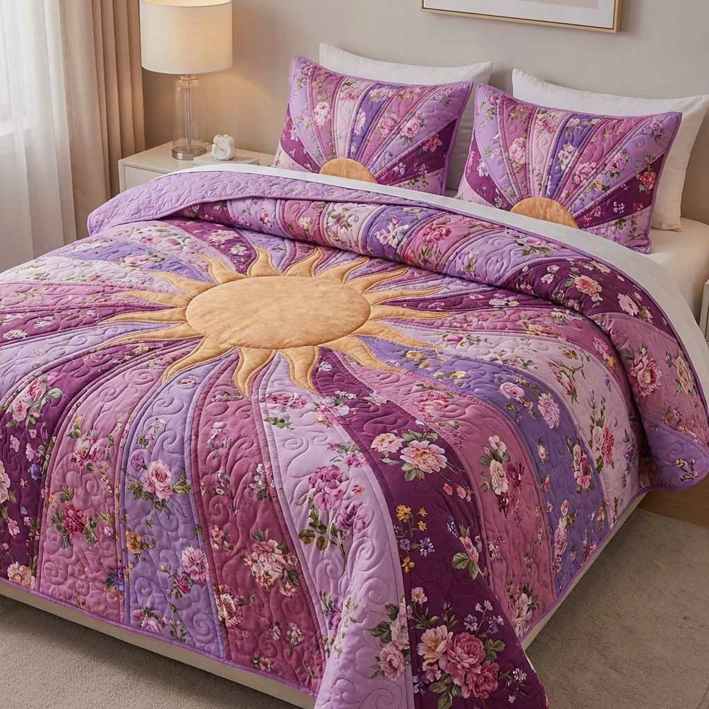 Lavender Sun 3-Piece Quilted Bedding Set - Single (59" x 70")