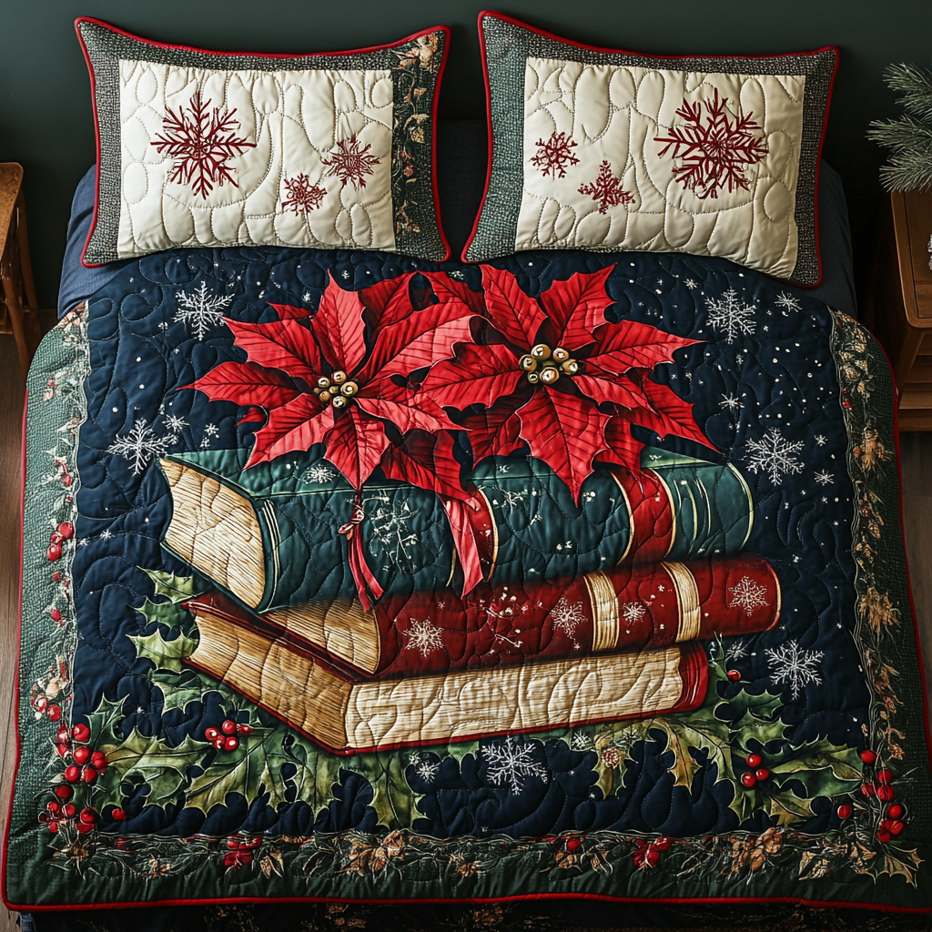 Leafy Literary 3-Piece Quilted Bedding Set - Single (59" x 70")