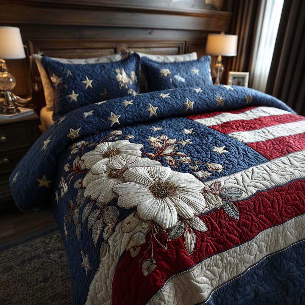 Liberty Bloom 3-Piece Quilted Bedding Set - Single (59" x 70")