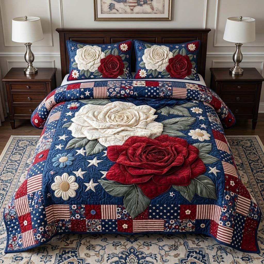 Liberty Blooms 3-Piece Quilted Bedding Set - Single (59" x 70")